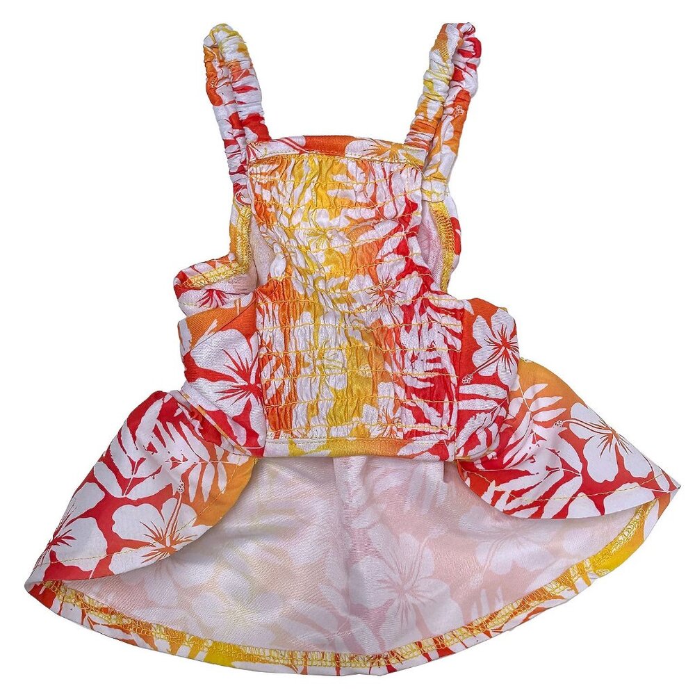 FUN IN THE SUN brand pet sundress orange yellow flowers Size Small